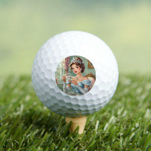 Sophisticated princess with crown elegant gown golf balls