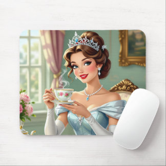 Sophisticated princess with crown elegant gown mouse pad