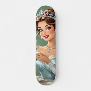 Sophisticated princess with crown elegant gown skateboard