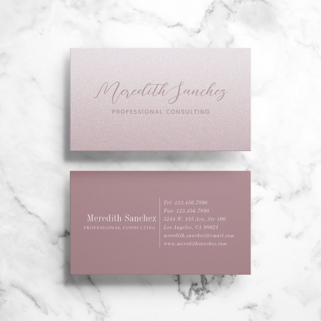 Sophisticated Professional Mauve Rose Pink Shimmer Business Card (Creator Uploaded)
