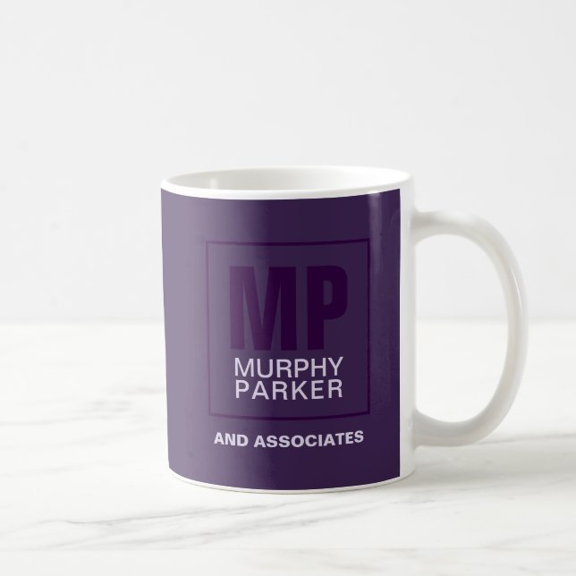 Sophisticated Purple Business Monogram Logo Coffee Coffee Mug (Right)