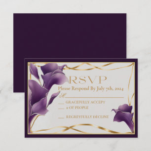 Sophisticated Purple Calla Lily Wedding RSVP Card