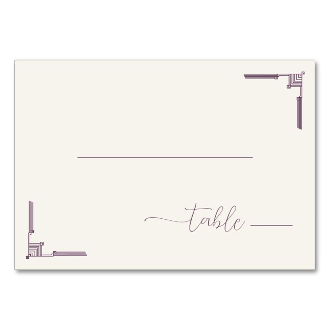 Sophisticated Purple Geometric Minimalist Table Number (Front)
