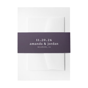 Sophisticated Purple Typographic Invitation Belly Band