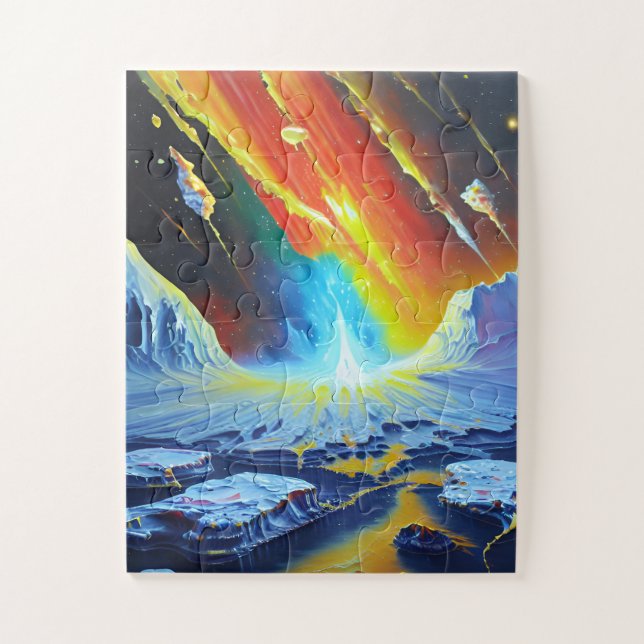 Sophisticated rainbow and glacier melting on Earth Jigsaw Puzzle (Vertical)