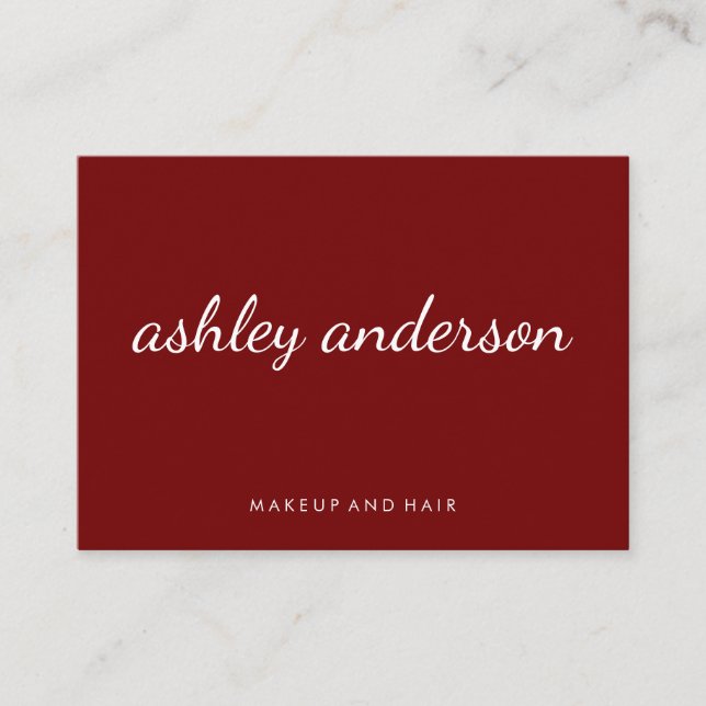 Sophisticated Red Cursive Text Business Card (Front)