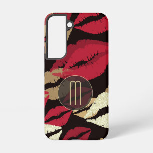 Sophisticated Red Lips Monogram Samsung Galaxy Case