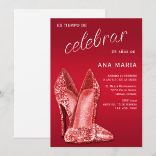 Sophisticated Red Spanish Feminine Birthday  Invitation