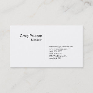 Sophisticated Refined White Manager Business Card