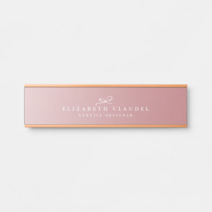 Sophisticated Rose Gold Chic Bow Black Minimalistc Door Sign