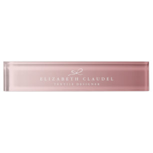Sophisticated Rose Gold Chic Bow Black Minimalistc Nameplate