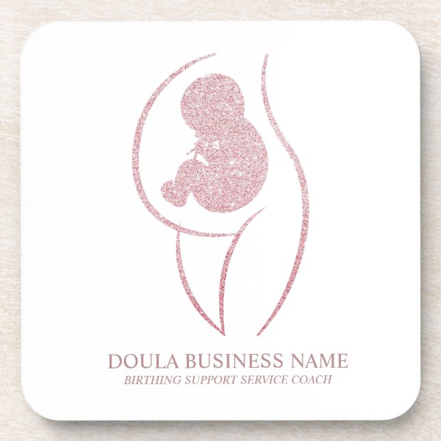 sophisticated Rose Gold Doula & Birth Coach Coaster (Front)
