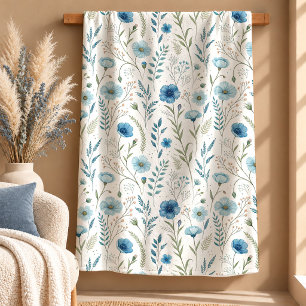 Sophisticated Sage Green Floral Throw Blanket Gift