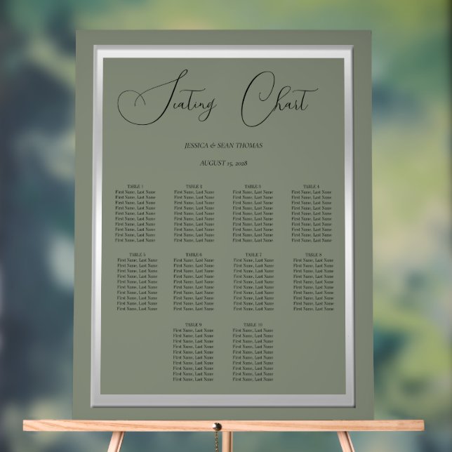 Sophisticated Sage & Silver Wedding Acrylic Sign (Neutral)