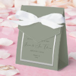 Sophisticated Sage & Silver Wedding Favour Box<br><div class="desc">Beautiful sophisticated sage and silver coloured wedding favour box. Trendy sage and silver colours for your special day. Romantic and fashionable colours for weddings. Pretty sage background with a shiny silver border. Unique, chic and classy invitation suitable for any season. All text, font and font colour is fully customisable to...</div>