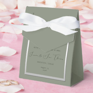 Sophisticated Sage & Silver Wedding Favour Box