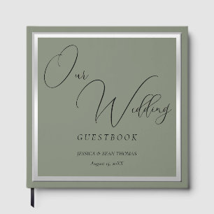 Sophisticated Sage & Silver Wedding Guest Book