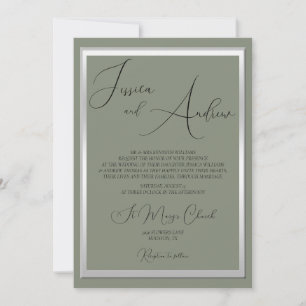 Sophisticated Sage & Silver Wedding Invitation