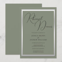Sophisticated Sage Silver Wedding Rehearsal Dinner