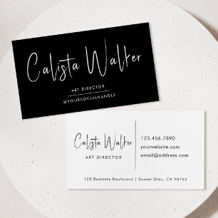 Sophisticated Script Calligraphy Minimal Black Business Card