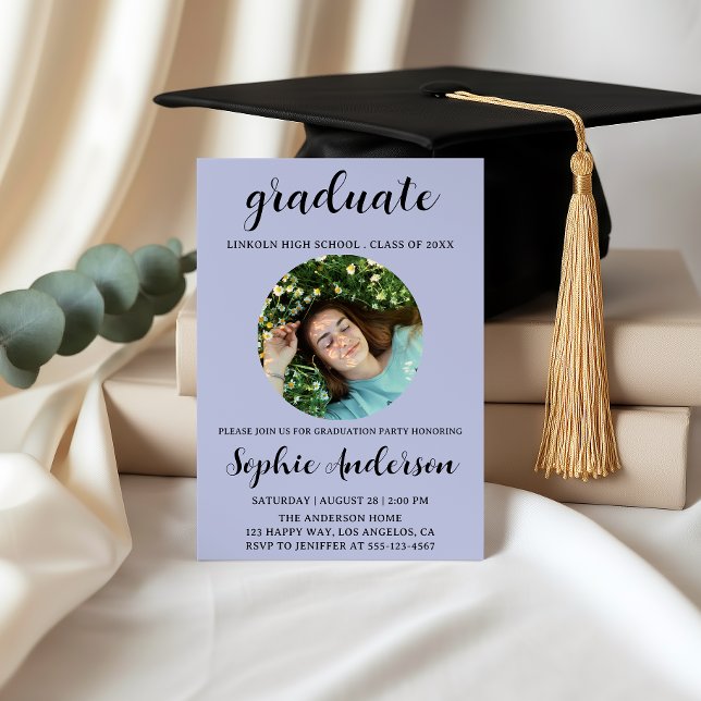 Sophisticated Script Graduation Party with Photo Invitation (Creator Uploaded)