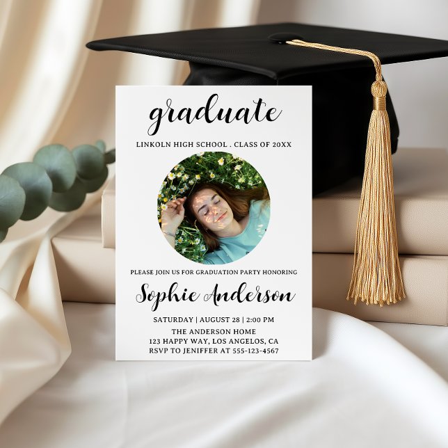 Sophisticated Script Graduation Party with Photo Invitation (Creator Uploaded)