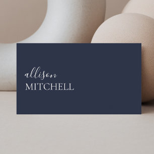 Sophisticated Script Minimalist Navy Blue Business Card