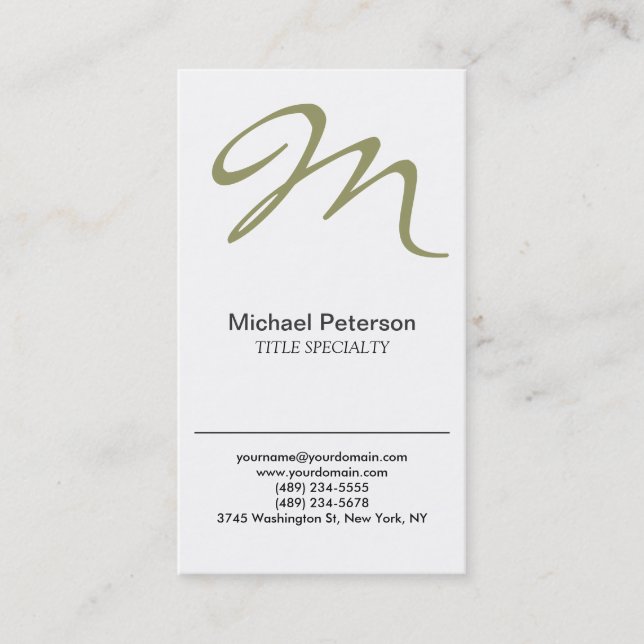 Sophisticated Script Monogram Business Card (Front)