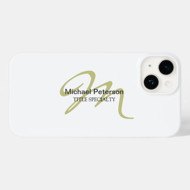 Sophisticated Script Monogram Initial Modern Case-Mate iPhone Case (Back (Horizontal))