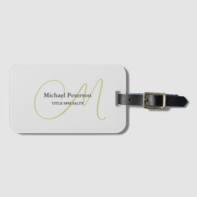 Sophisticated Script Monogram Initial Modern Luggage Tag (Front Horizontal)