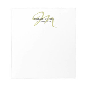Sophisticated Script Monogram Initial Modern Notepad