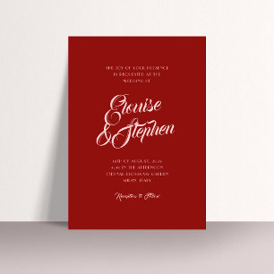 Sophisticated Script Names Red and Pink Wedding Invitation