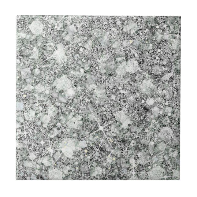 Sophisticated Silver Colour Faux Glitter Solid Ceramic Tile (Front)