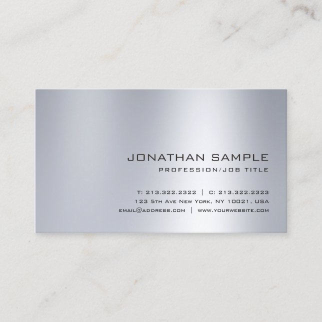 Sophisticated Silver Look Clean Plain Professional Business Card (Front)