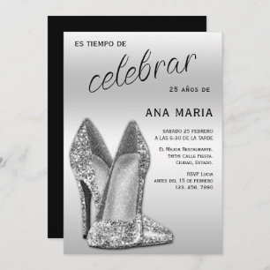 Sophisticated Silver Spanish Feminine Birthday  Invitation