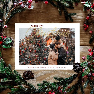 Sophisticated Simple Classic Calligraphy Photo Holiday Card