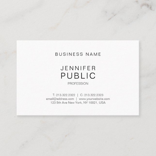 Sophisticated Simple Design Modern Trendy Plain Business Card (Front)