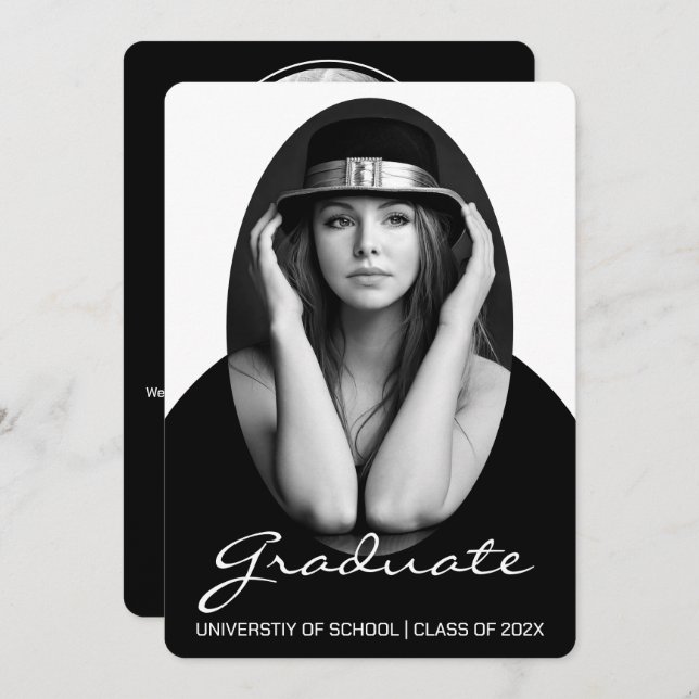 Sophisticated Simple Photo Graduation Invitation (Front/Back)