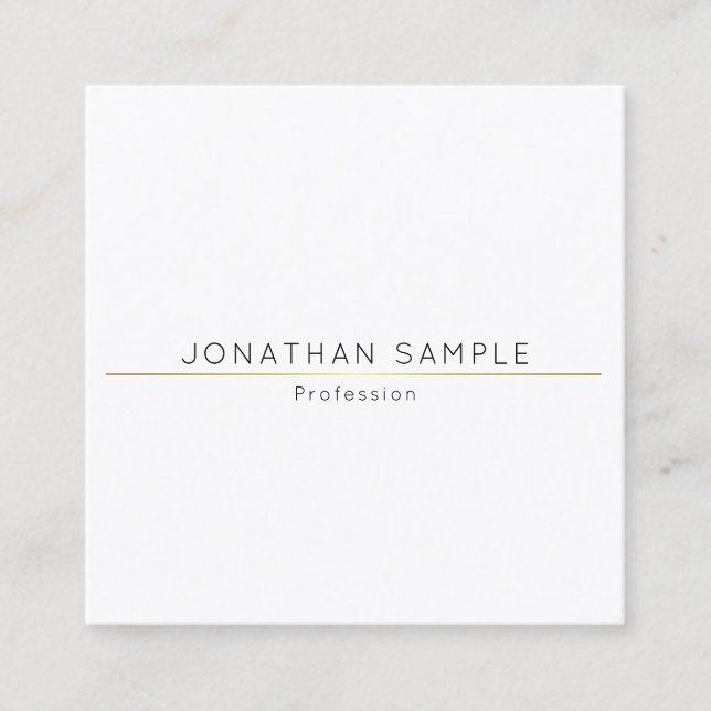 Sophisticated Simple Square Design Gold Plain Luxe Square Business Card (Front)
