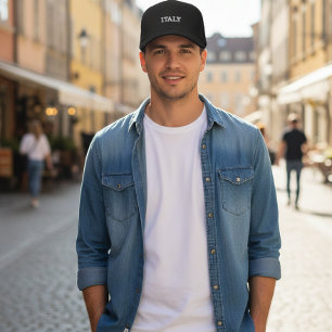 Sophisticated Souvenir Black Cap Italy Embroidery