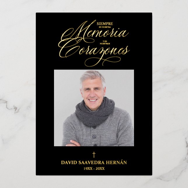 Sophisticated Spanish Photo Remembrance Card (Front)