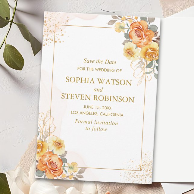 Sophisticated spring wedding with orange blossoms save the date (Creator Uploaded)