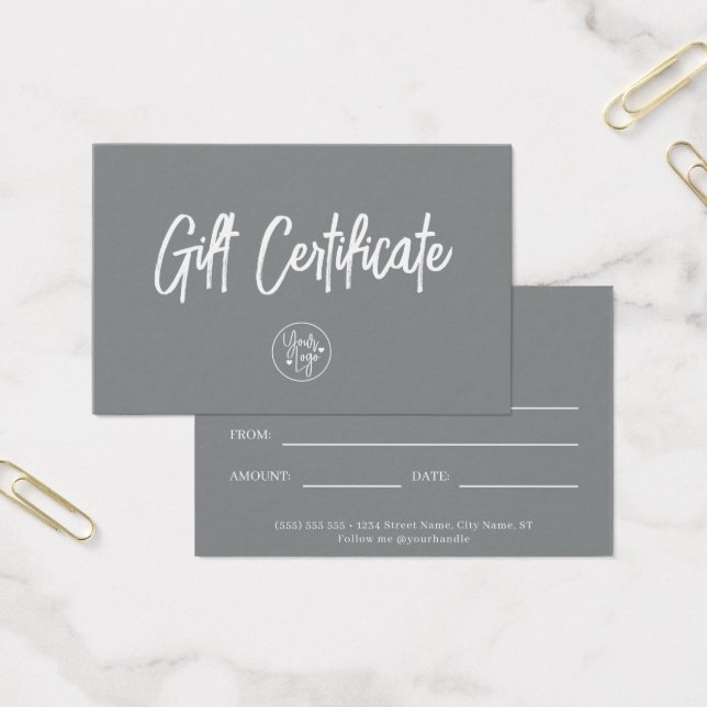 Sophisticated Stone Grey Business Gift Certificate (Office)