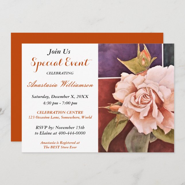 SOPHISTICATED SURPRISE PARTY EVENT INVITE (Front/Back)