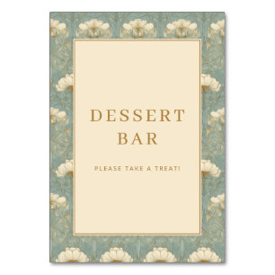 Sophisticated Teal Floral Dessert Bar Sign Table Number