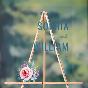 Sophisticated Teal Floral Wedding Sign