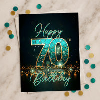 Sophisticated Teal Gold 70th Birthday Glow