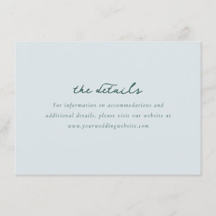 Sophisticated Teal Minimalist Wedding Details Card