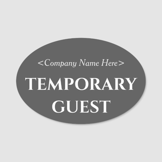 Sophisticated "TEMPORARY GUEST" Name Tag (Front)