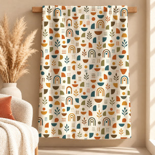 Sophisticated Terracotta Sage Leaves Blanket Art